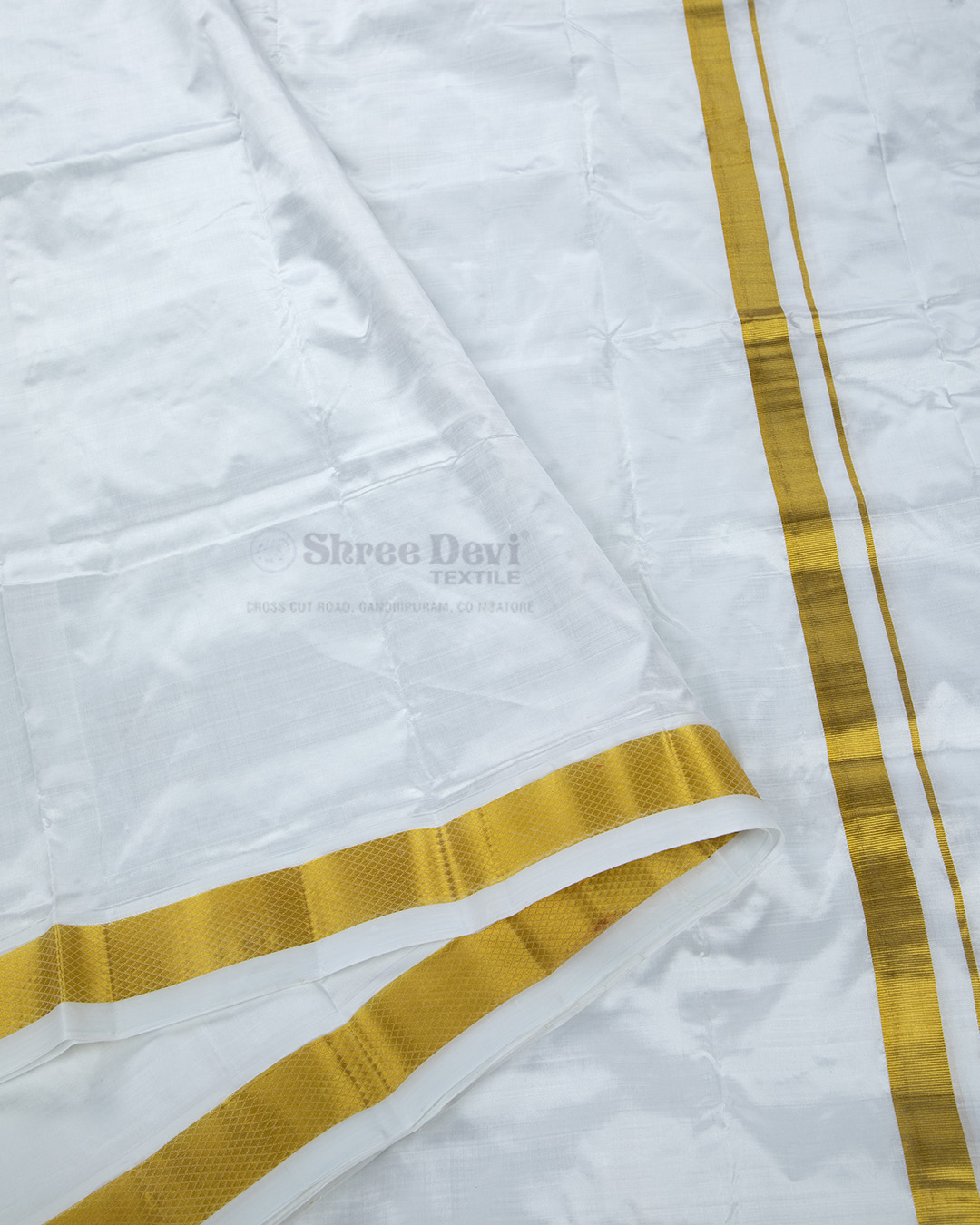 White dhoti outlet with golden border