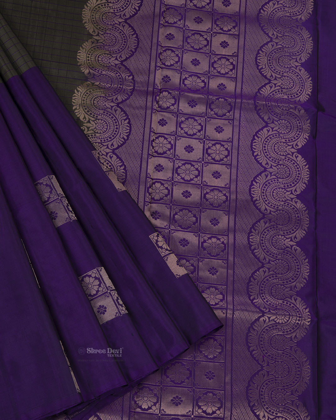 free Full Draping )green And Golden Silk Saree With Purple Hand Worked  Blouse at Rs 11099.00 | Fancy Sarees | ID: 2849438896748