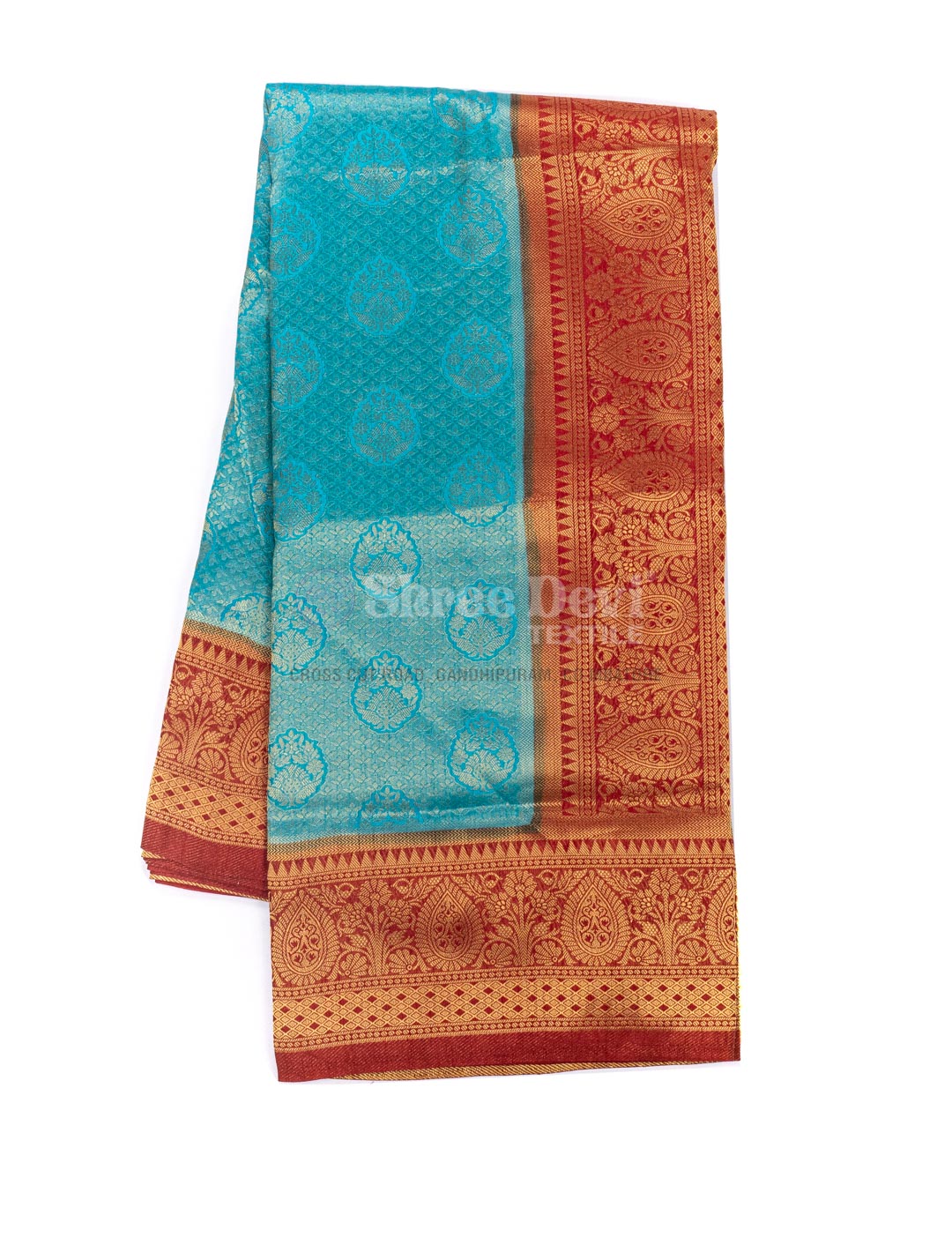 Blue And Green Italian Crepe Silk School Uniform Saree– Uniform Sarees