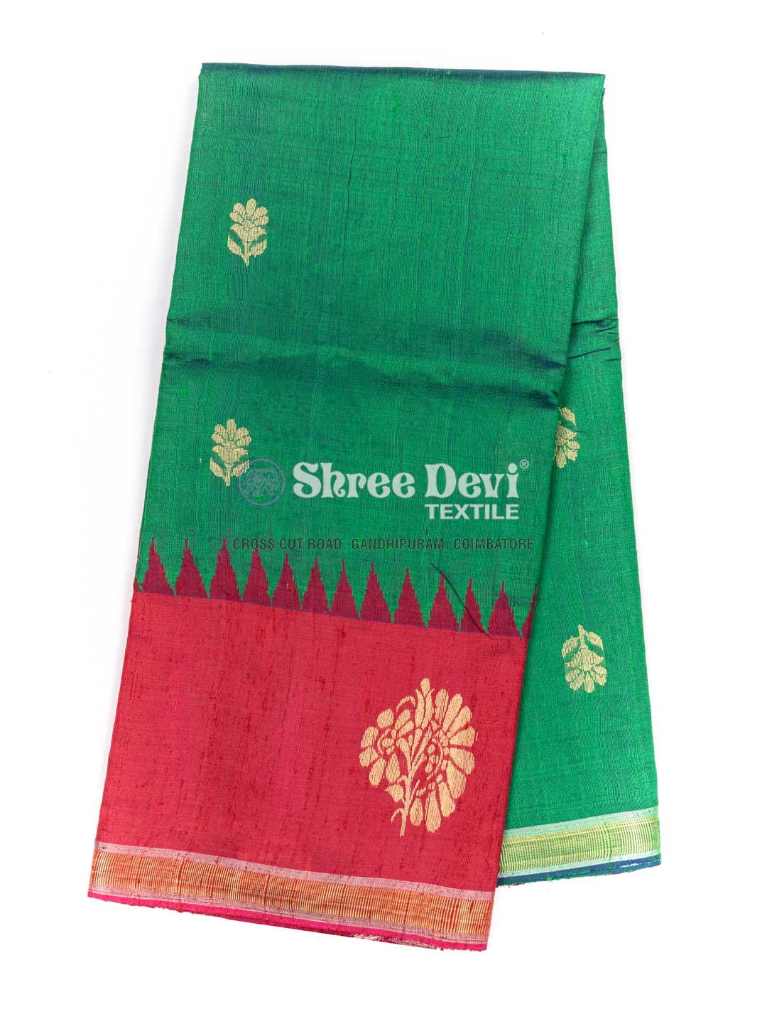 Red With Dark Green Combination Pure Soft Semi Silk Saree With Attract –  Nariboutique