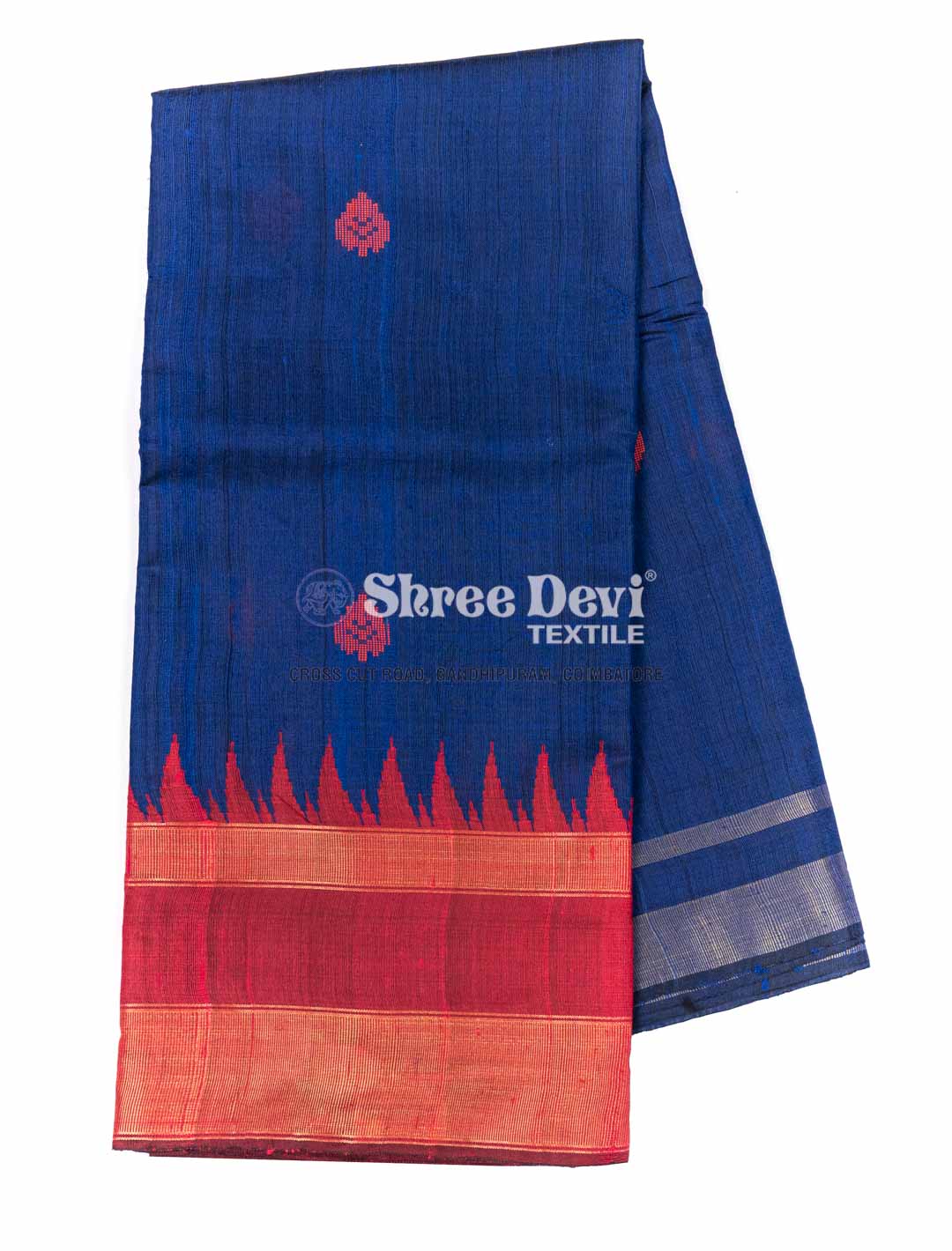 Red and Blue Kanchi Pattu Saree | ViBha