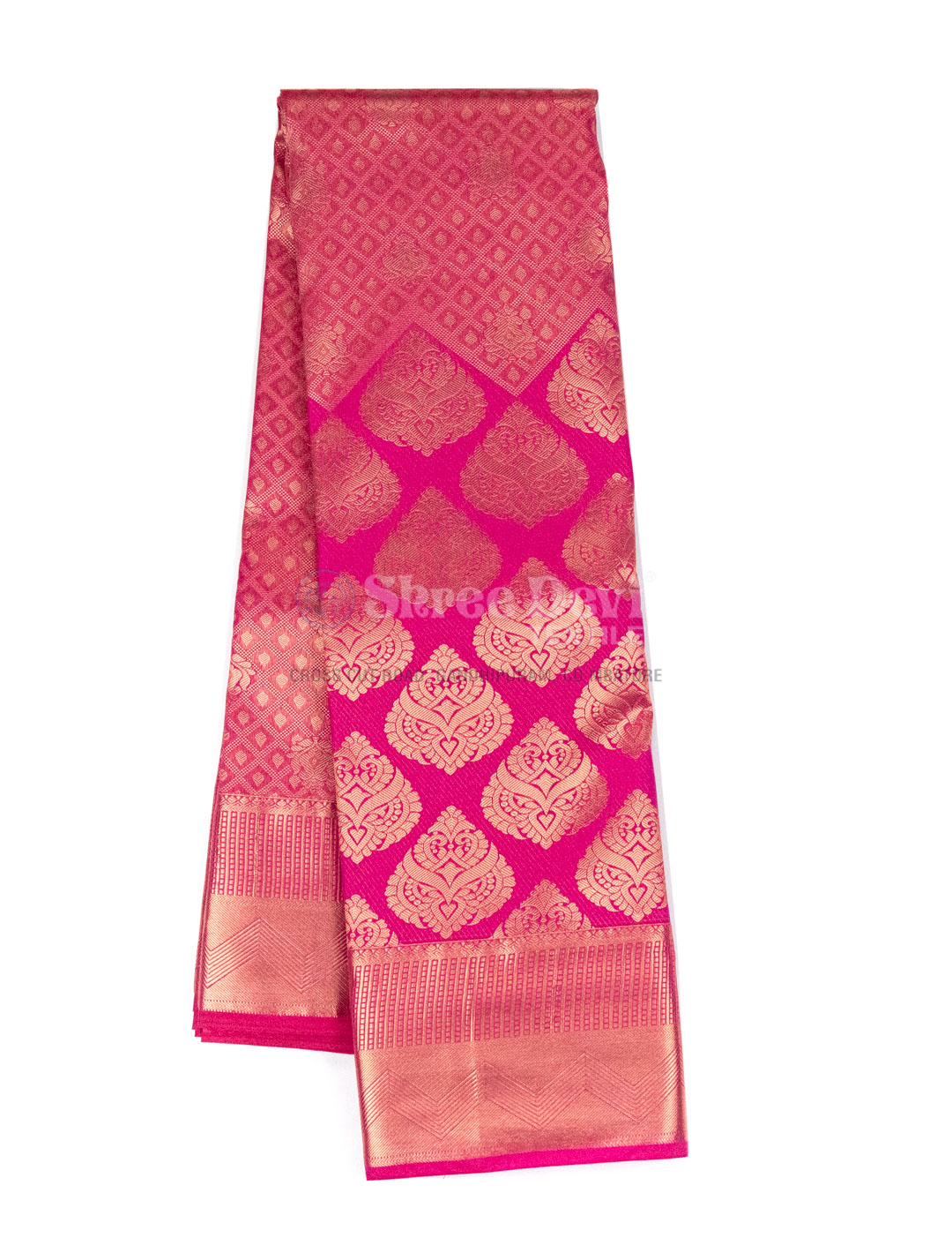 Dual Tone Georgette Saree: Carrot, Hot Pink